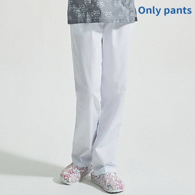 スクラブ上下セット 半袖 ネコのイラスト セパレート販売あり