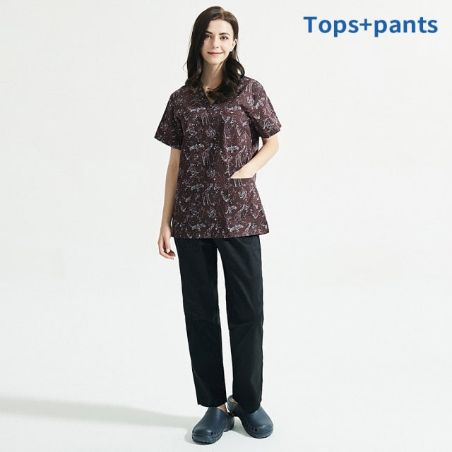 スクラブ上下セット 半袖 星座プリント セパレート販売あり