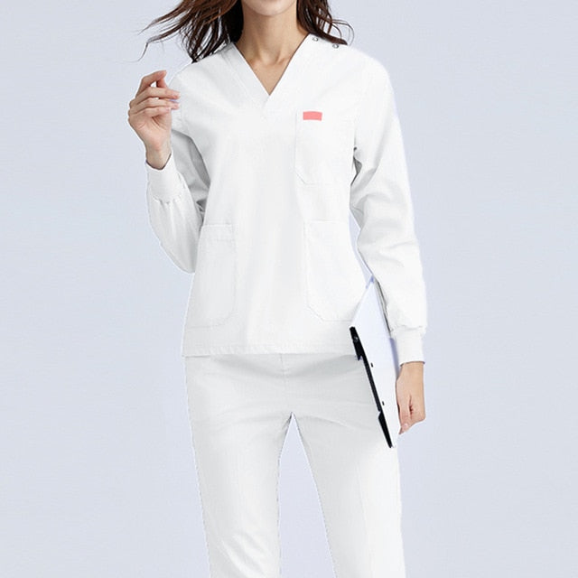 スクラブ上下セット 長袖 女性用 2色展開 S〜XXL