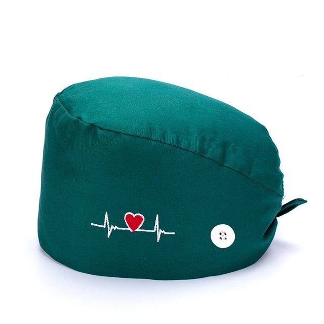 手術帽子 マスク掛け付き 刺繍 全11色