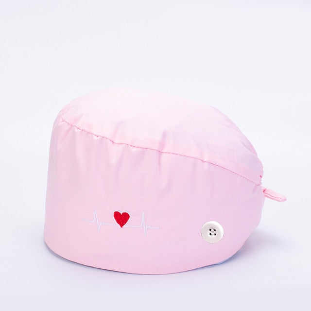 手術帽子 マスク掛け付き 刺繍 全11色