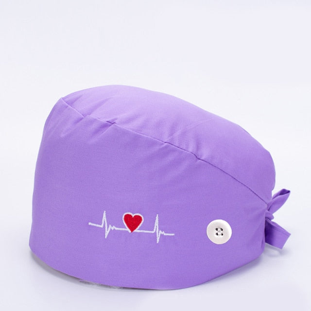 手術帽子 マスク掛け付き 刺繍 全11色