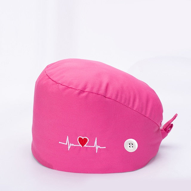 手術帽子 マスク掛け付き 刺繍 全11色